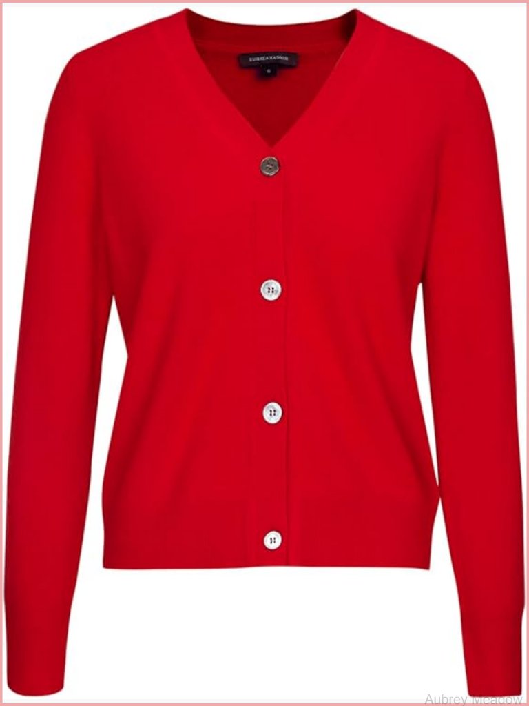 Women's V-Neck Cashmere Cardigan, Long Sleeve Lightweight Pullover